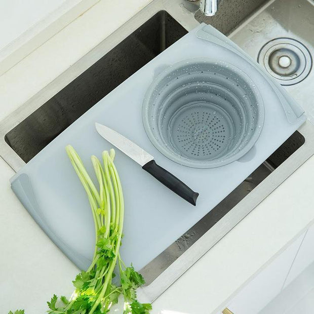 Durable kitchen plastic chopping board for cutting vegetables, meat, and fruits; easy to clean and knife-friendly.