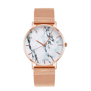 GFashion Rose Gold MesFashion Rose Gold Mesh Band Creative Marble Female Wrist Watch Luxury Women Quartz Watches Gifts Relogio Feminino Drop Shippingh Band Creative Marble Women’s Quartz Wrist Watch, a luxurious and elegant accessory with a unique marble dial for women.